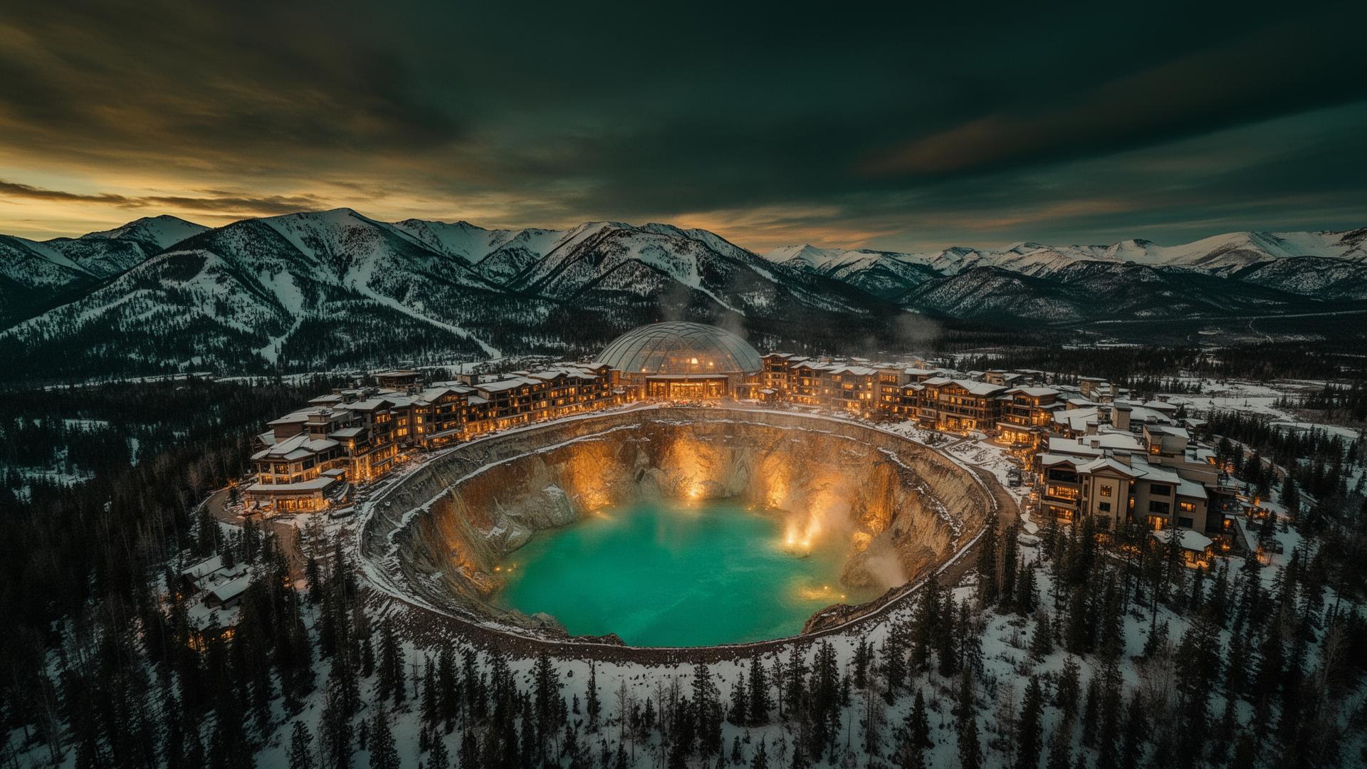Homestead Resort aerial view at dusk